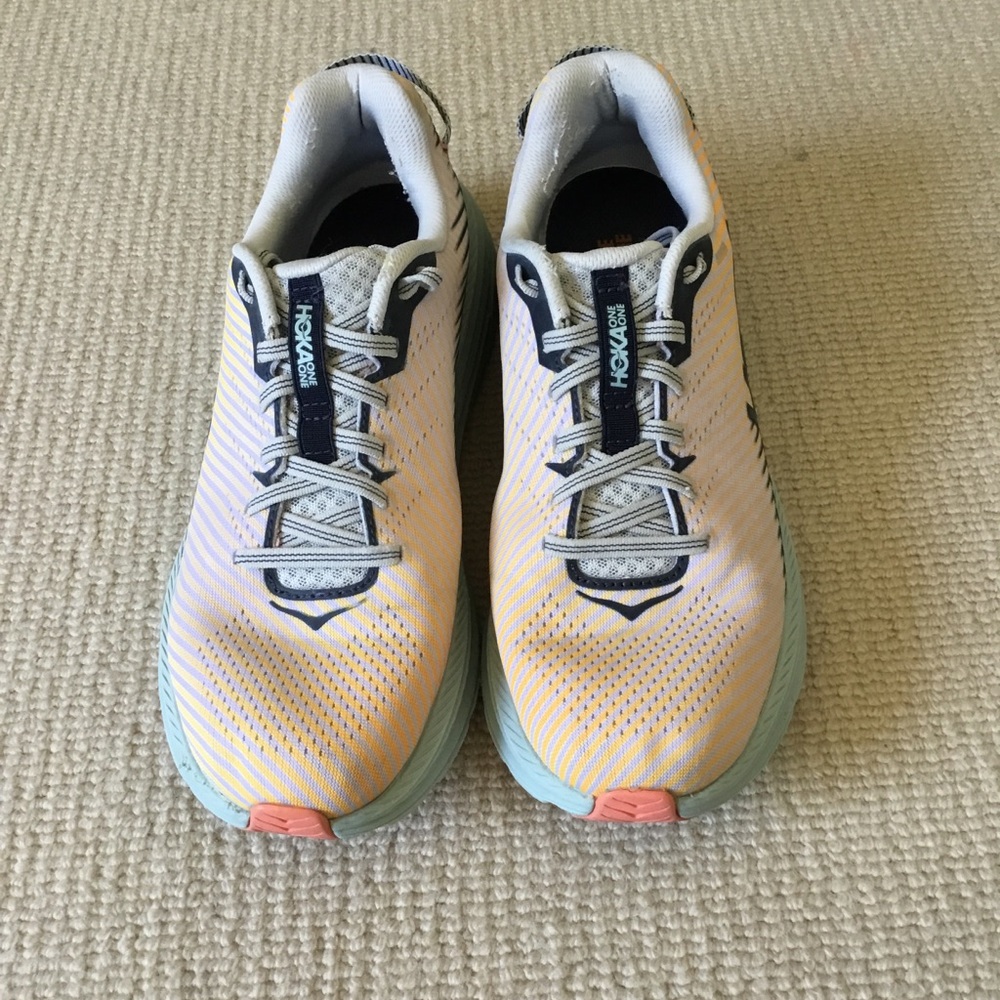 Hoka One One Sneakers - Light Gray & Teal Logo